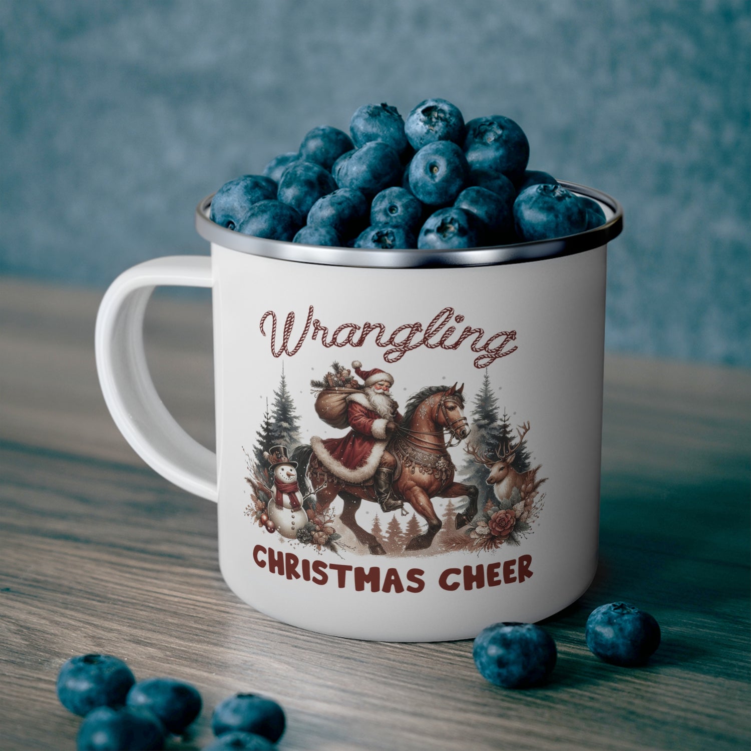 Enamel Camping Mug Wrangling Christmas Cheer