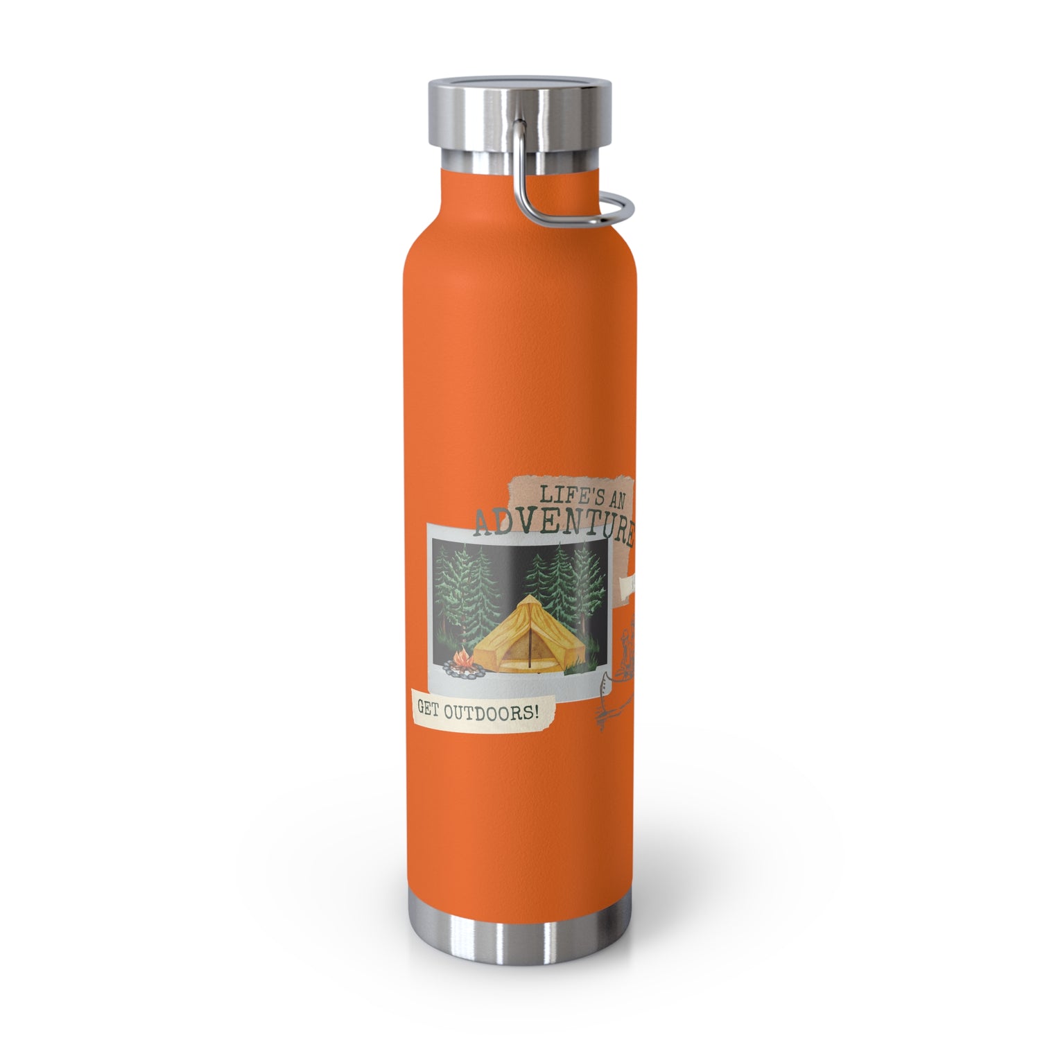 Copper Vacuum Insulated Bottle, 22oz Get Outdoors Life is an Adventure Thermos Tumbler