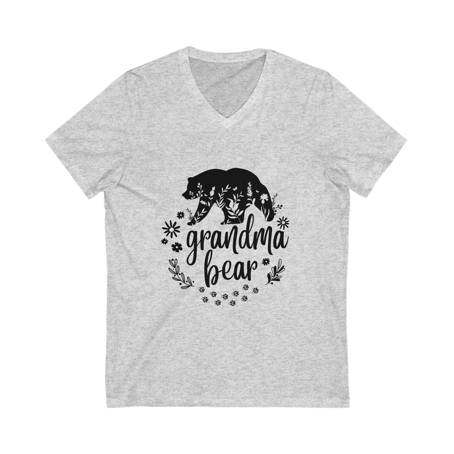 Grandma Bear TShirt with flowers and bear tracks.