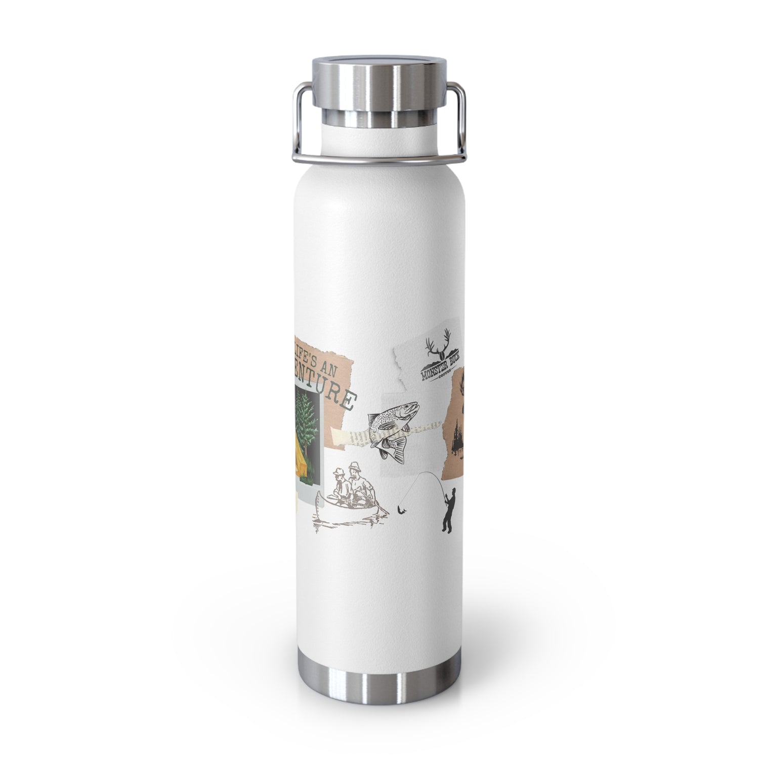 Copper Vacuum Insulated Bottle, 22oz Get Outdoors Life is an Adventure Thermos Tumbler