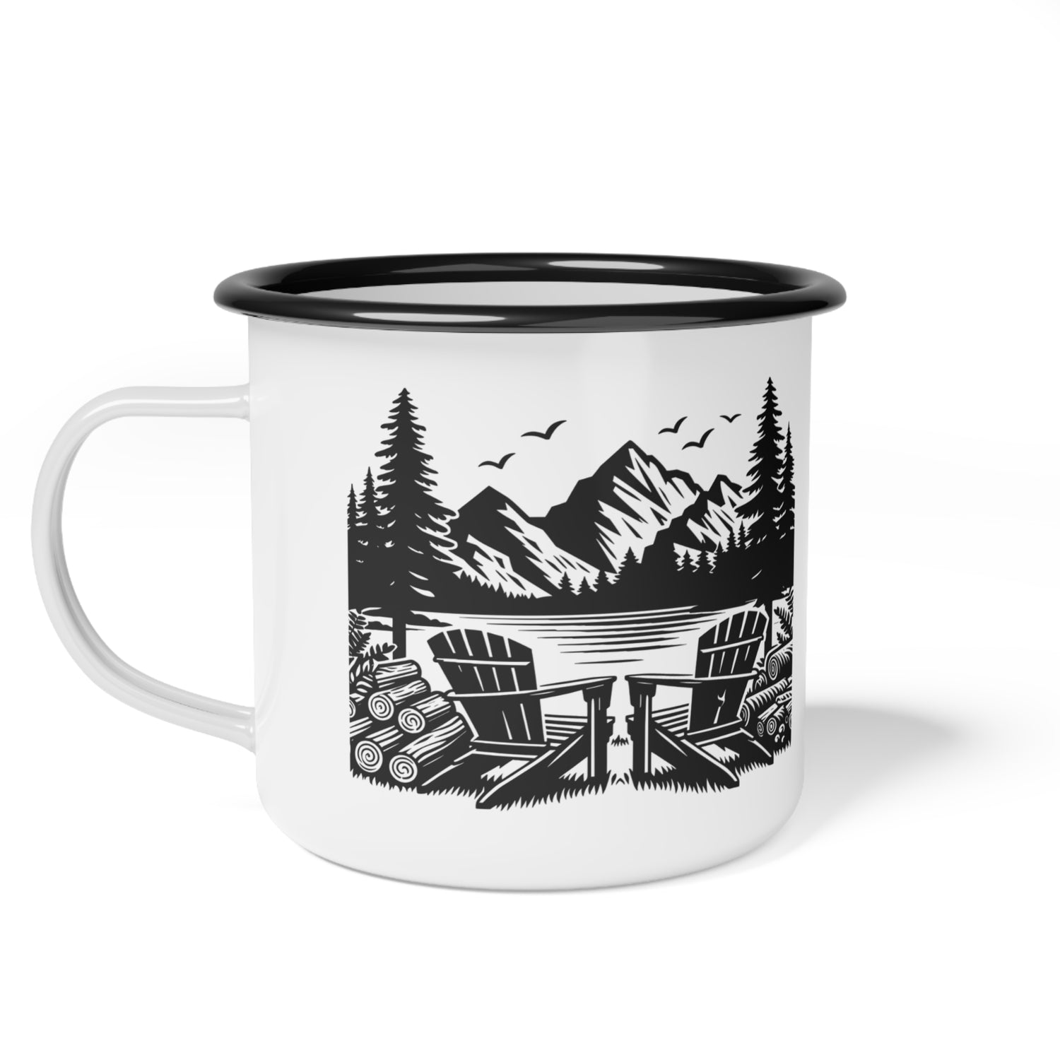 Mountain Retreat Enamel Camping Mug - Adventure Awaits