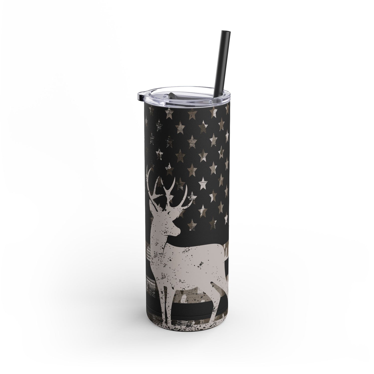 Mule Deer American Flag Bow Hunting Matte Skinny 20oz Tumbler