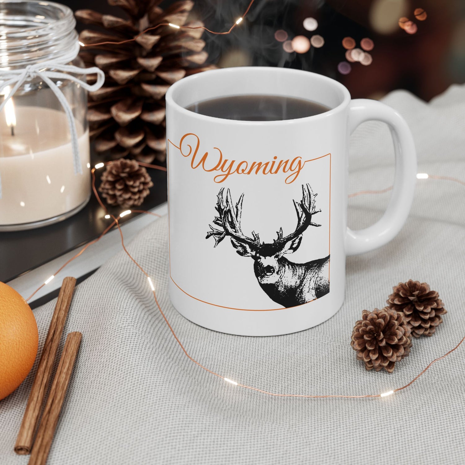 Wyoming Monster Mule Deer Ceramic Mug, (11oz, 15oz)