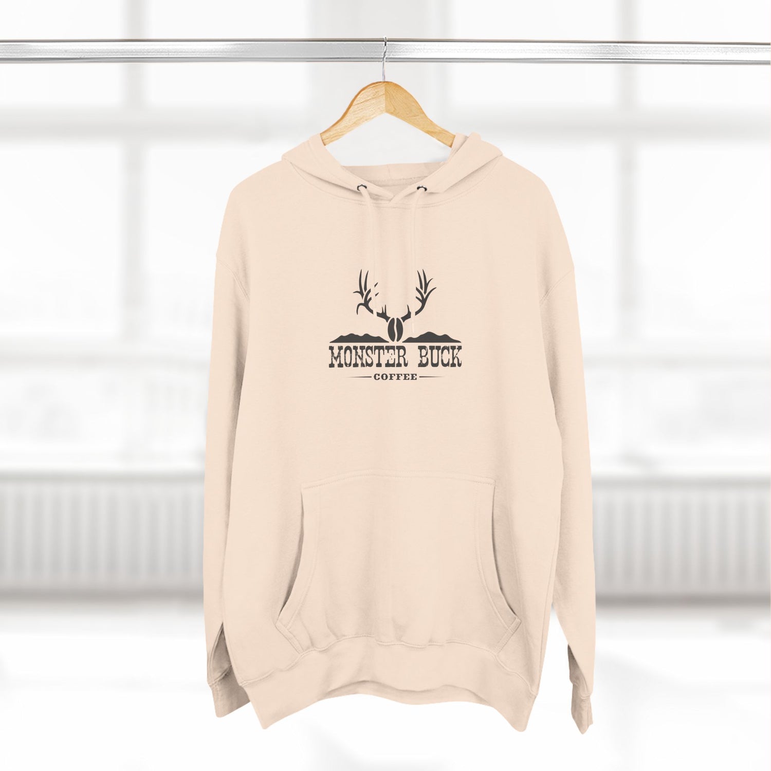 Three-Panel Fleece Hoodie with Monster Buck Coffee Logo