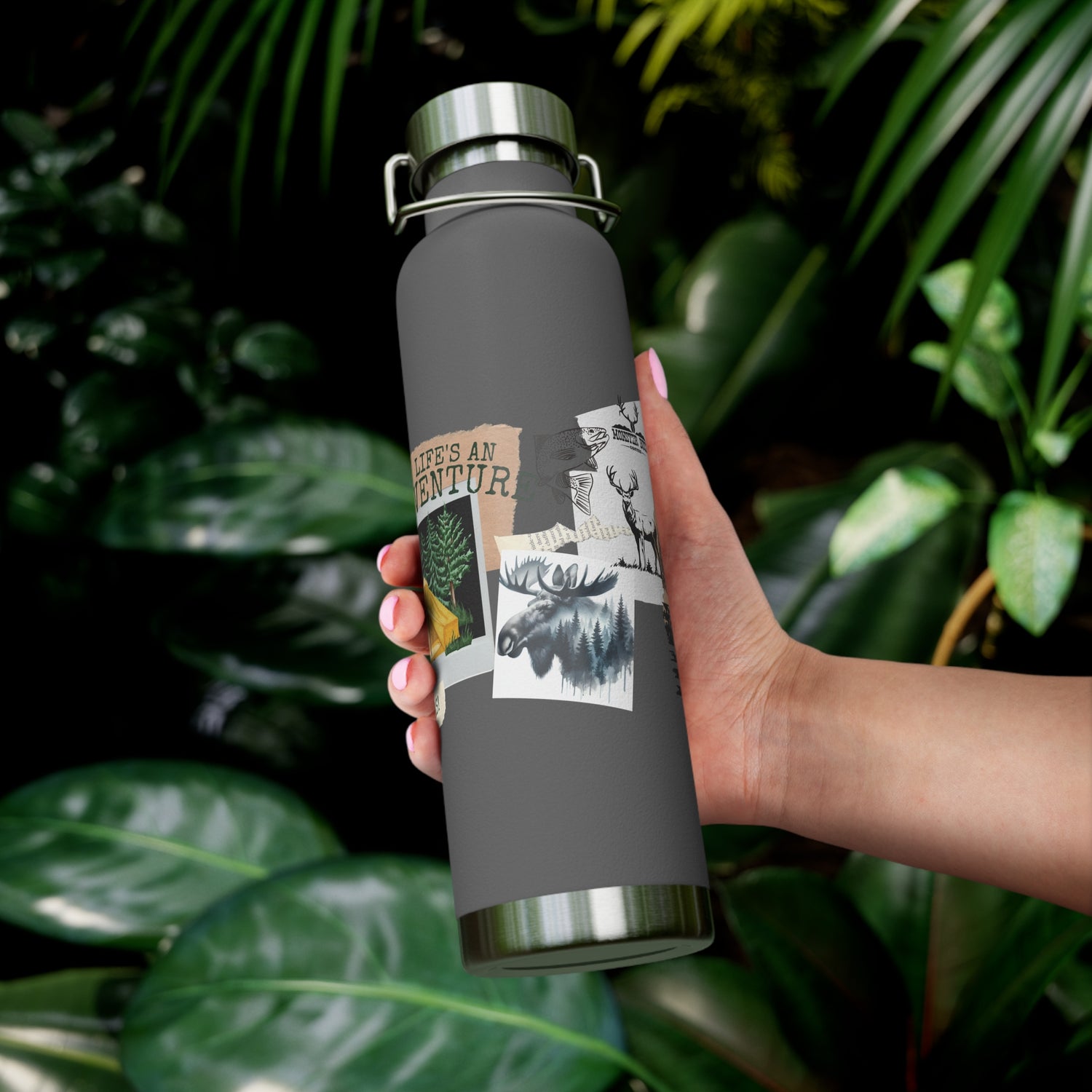 Copper Vacuum Insulated Bottle, 22oz Get Outdoors Life is an Adventure Thermos Tumbler