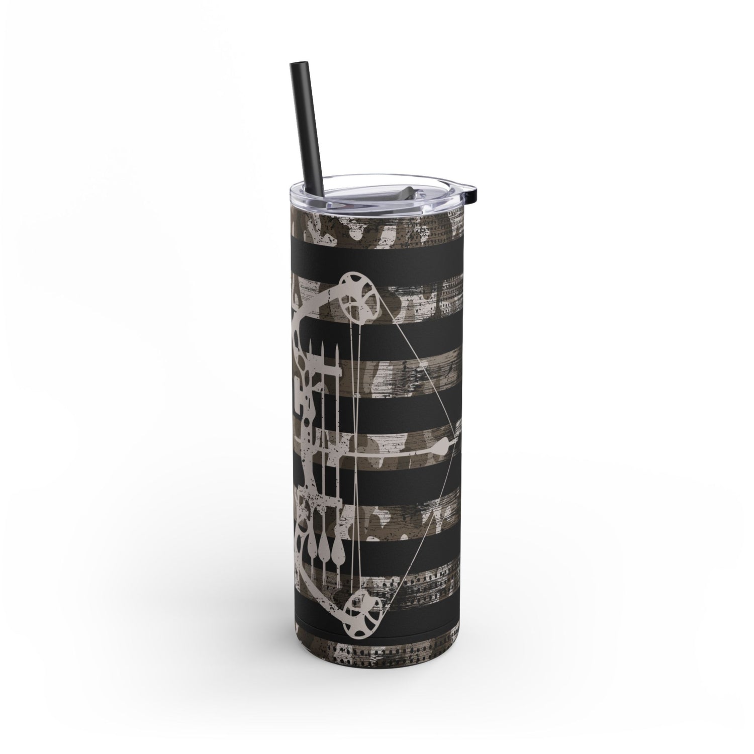 Mule Deer American Flag Bow Hunting Matte Skinny 20oz Tumbler