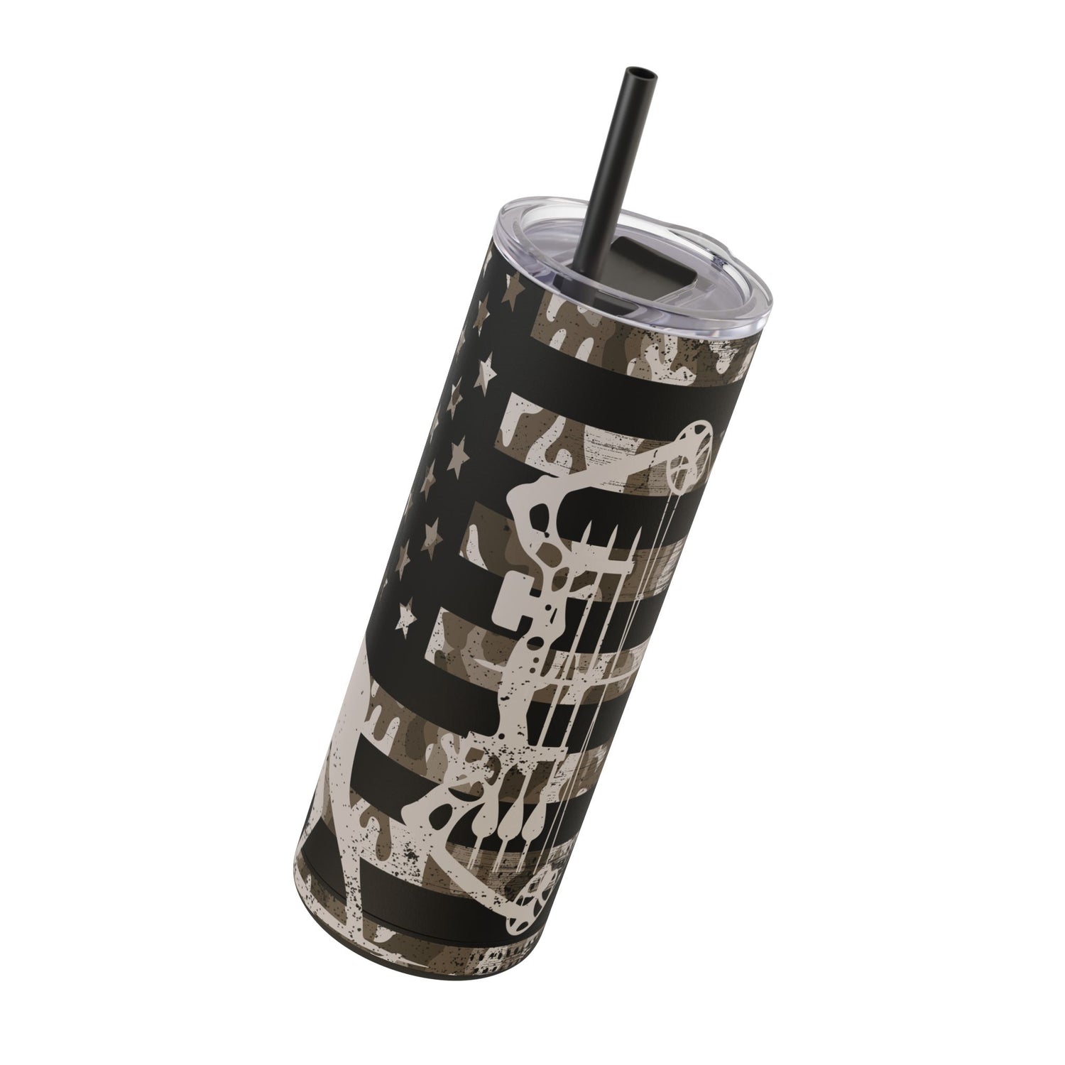 Tumbler - Mule Deer American Flag Bow Hunting Matte Skinny 20oz