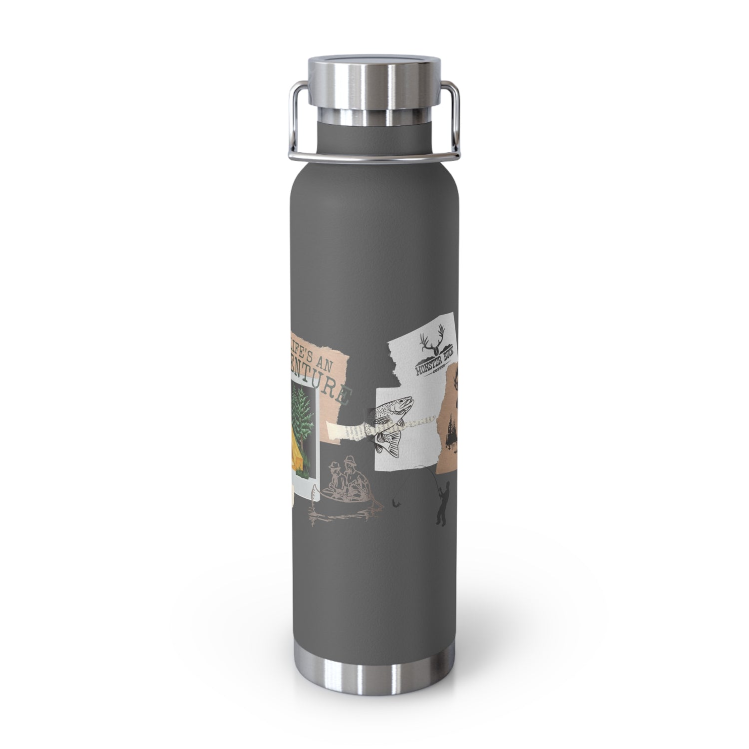 Copper Vacuum Insulated Bottle, 22oz Get Outdoors Life is an Adventure Thermos Tumbler