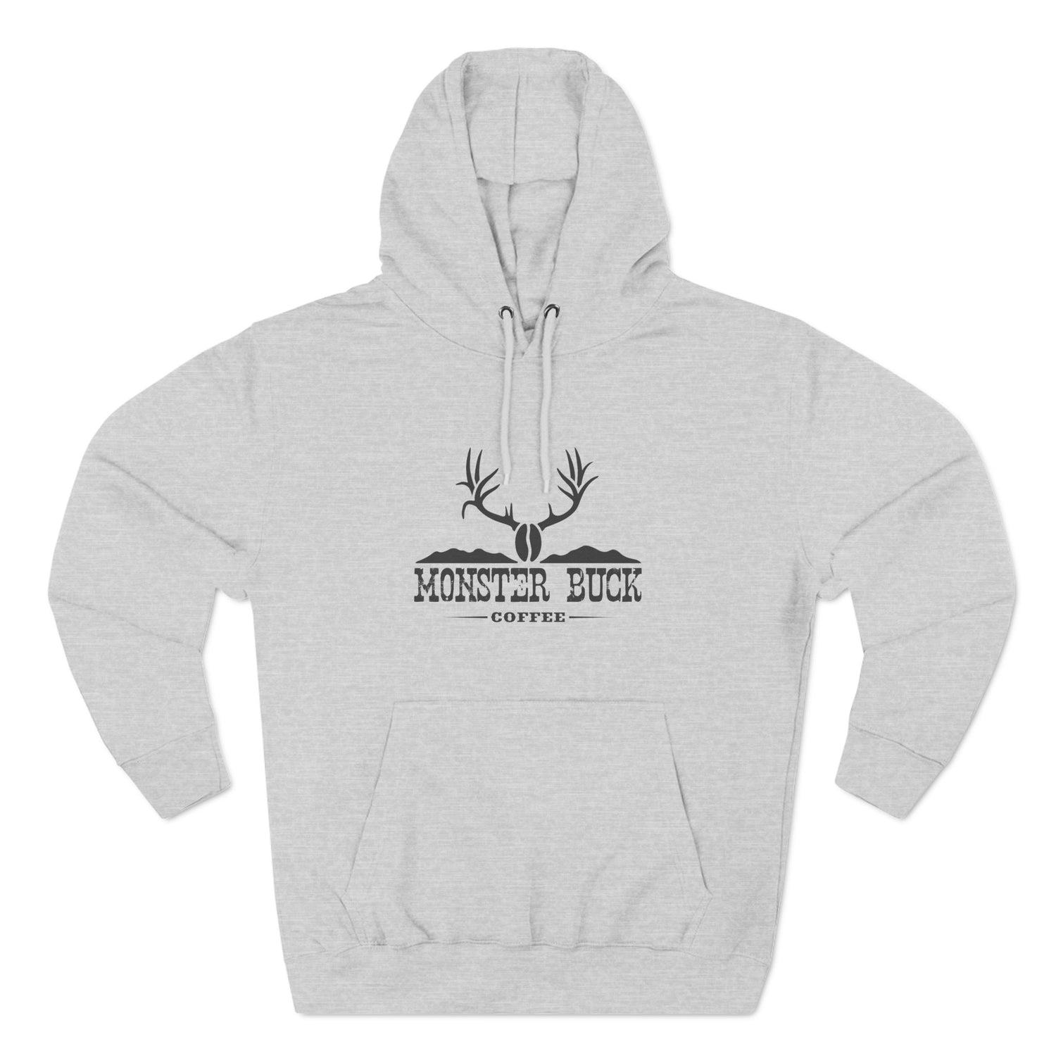 Three-Panel Fleece Hoodie with Monster Buck Coffee Logo