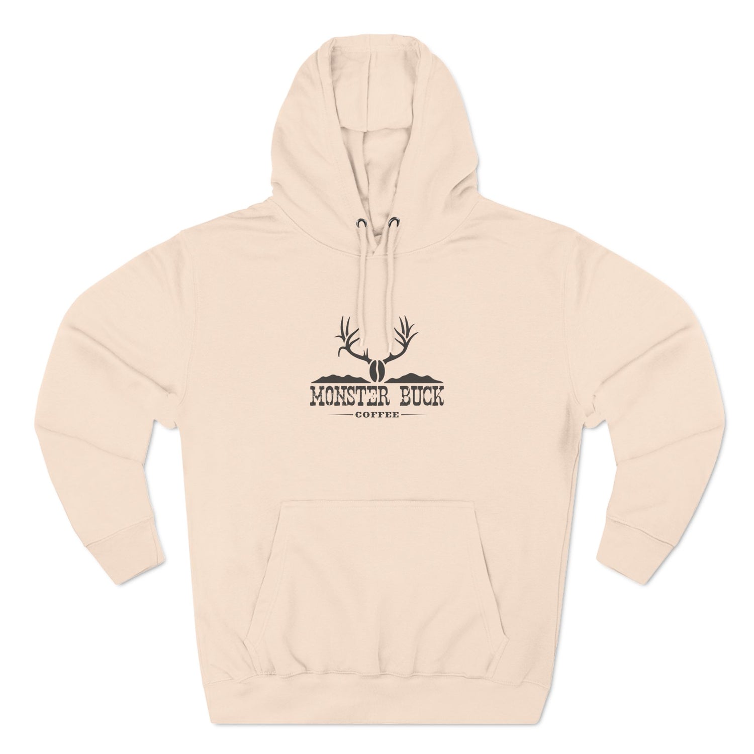 Three-Panel Fleece Hoodie with Monster Buck Coffee Logo