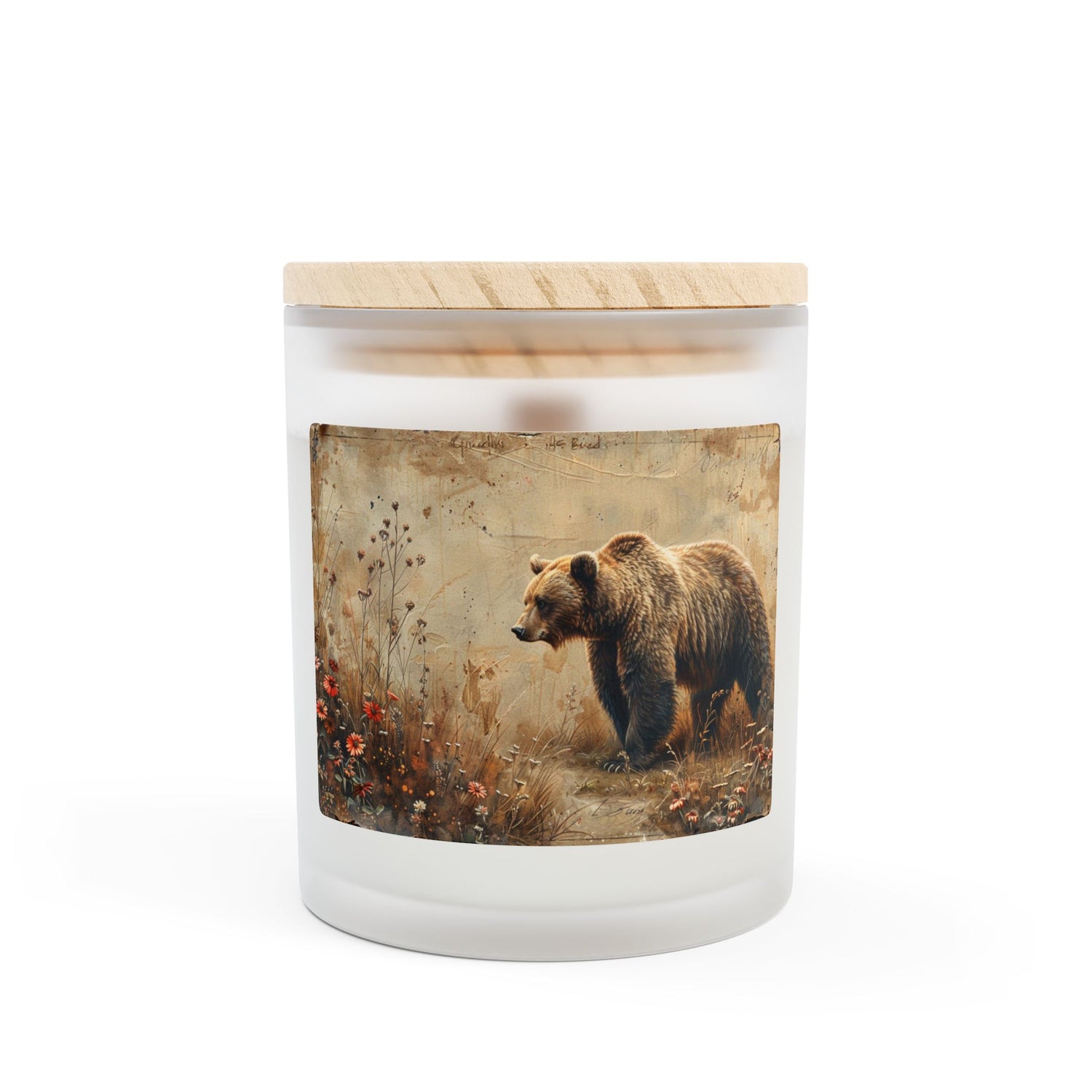 Grizzly Bear Frosted Glass Candle, 11oz