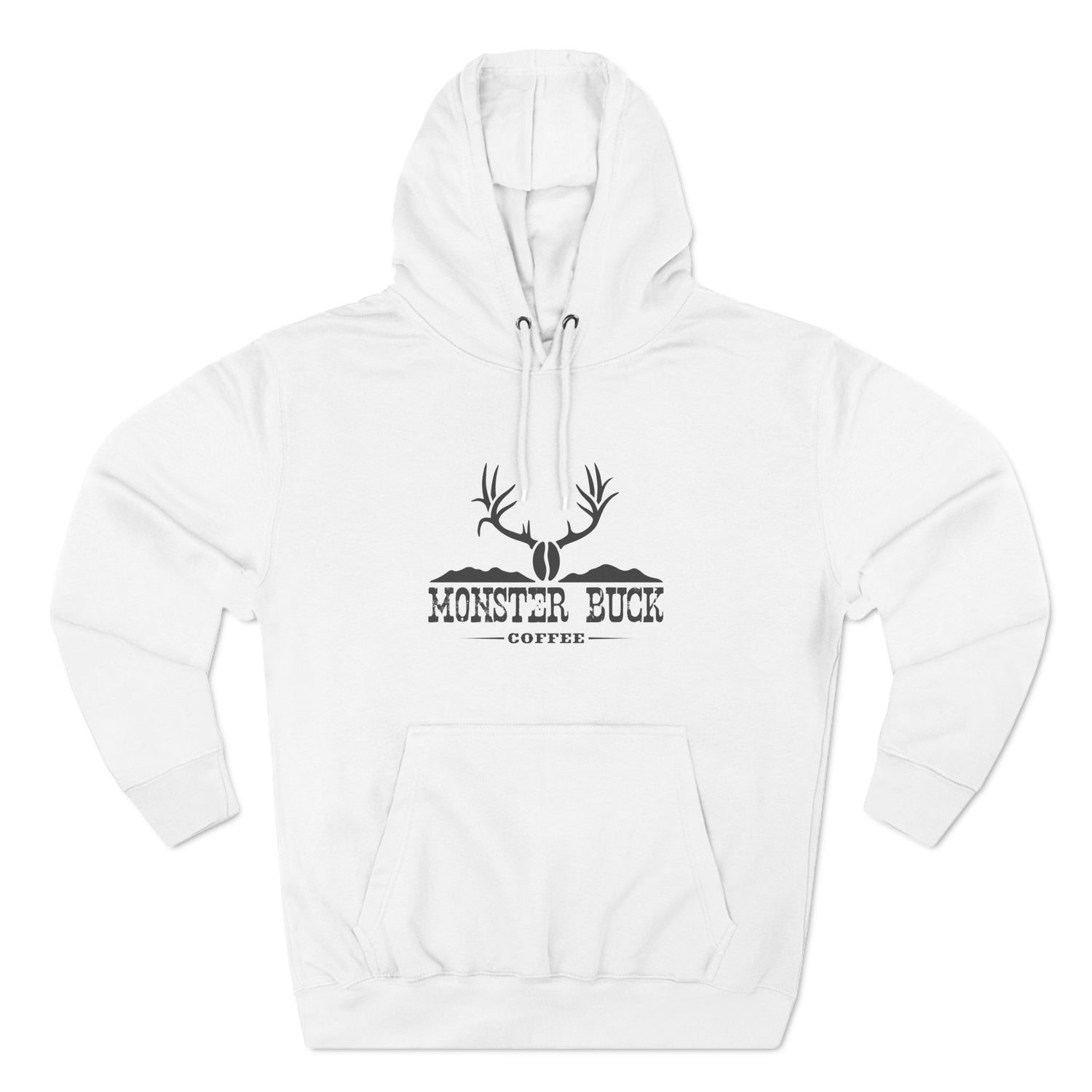 Three-Panel Fleece Hoodie with Monster Buck Coffee Logo