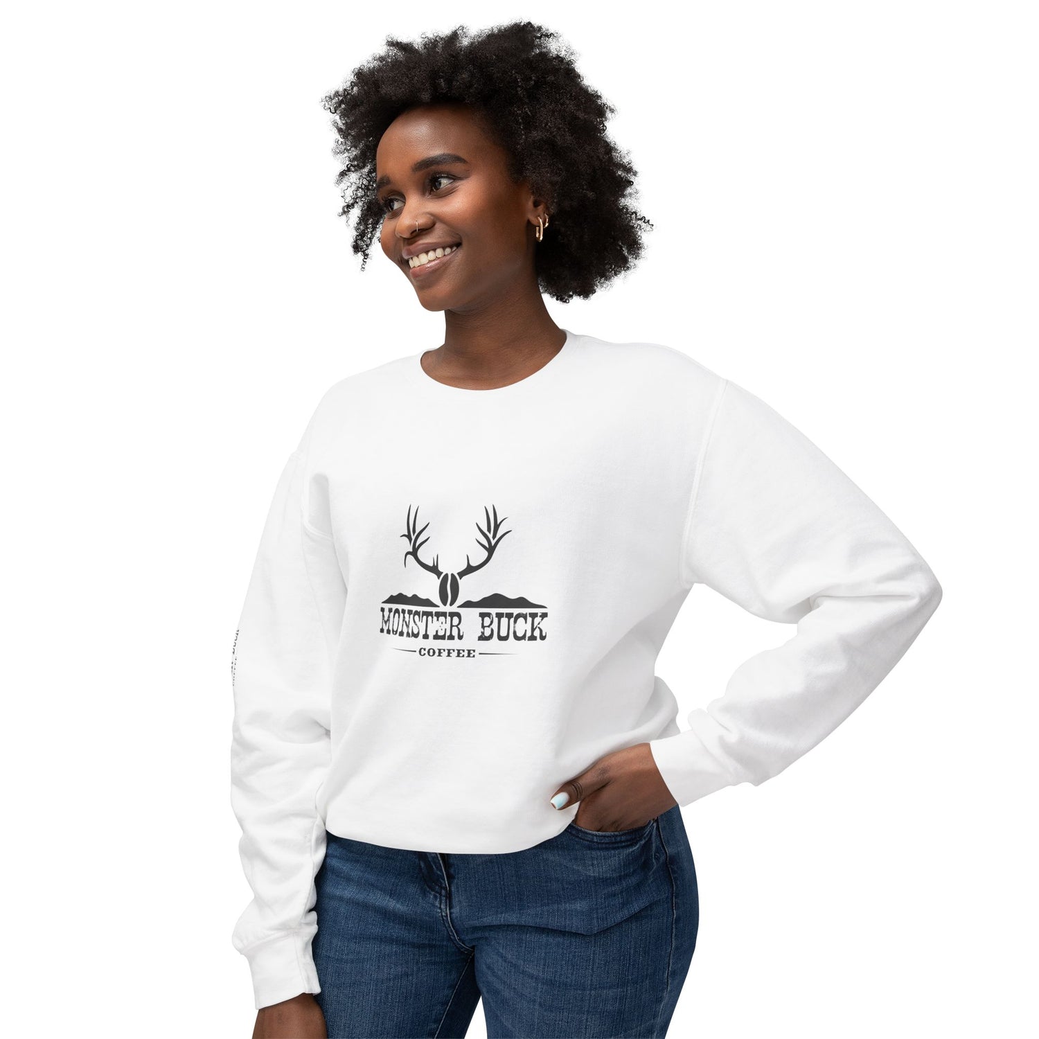 Unisex Lightweight Crewneck Sweatshirt Monster Buck Coffee