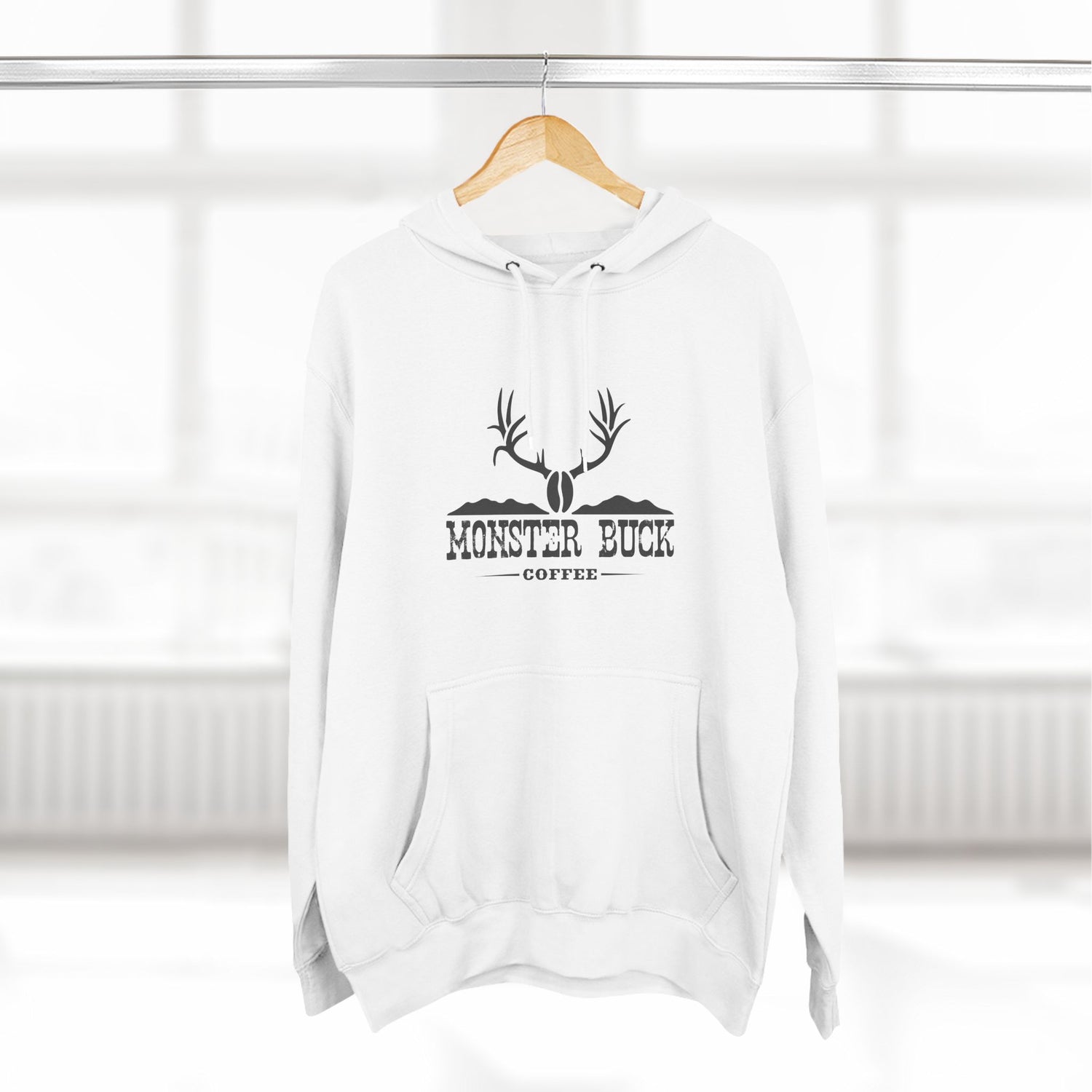 Three-Panel Fleece Hoodie with Monster Buck Coffee Logo