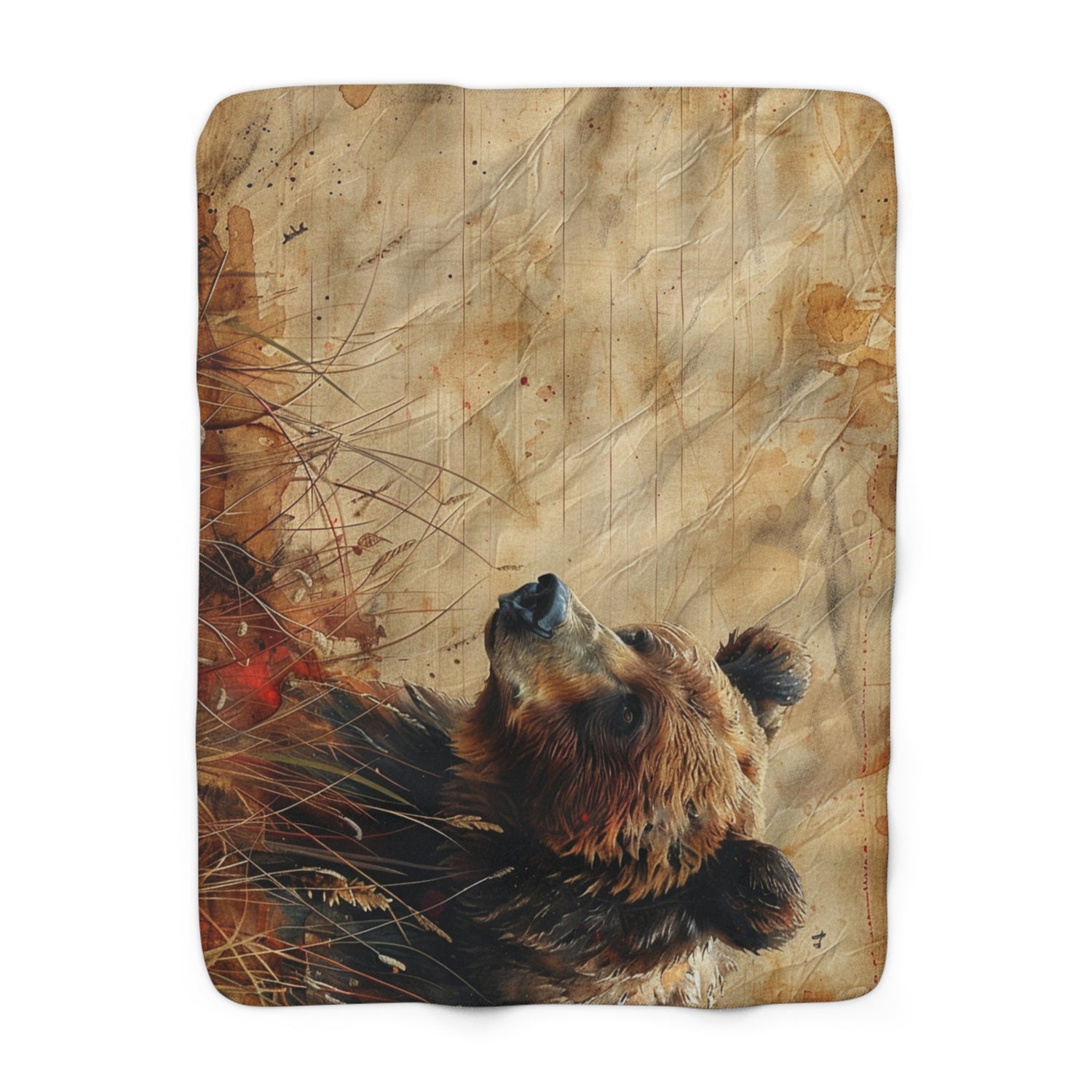 Sherpa Blanket - Grizzly Bear Design