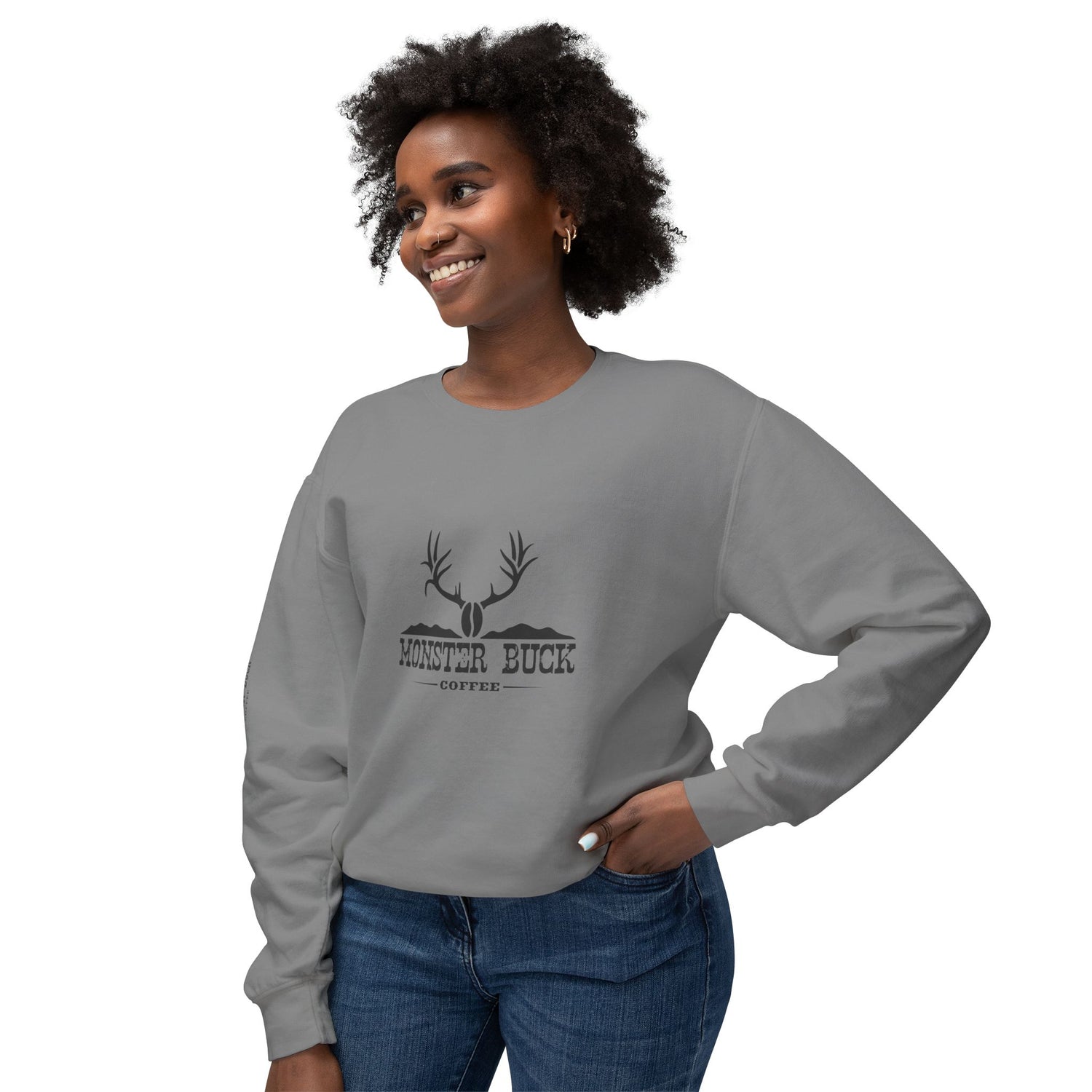 Unisex Lightweight Crewneck Sweatshirt Monster Buck Coffee