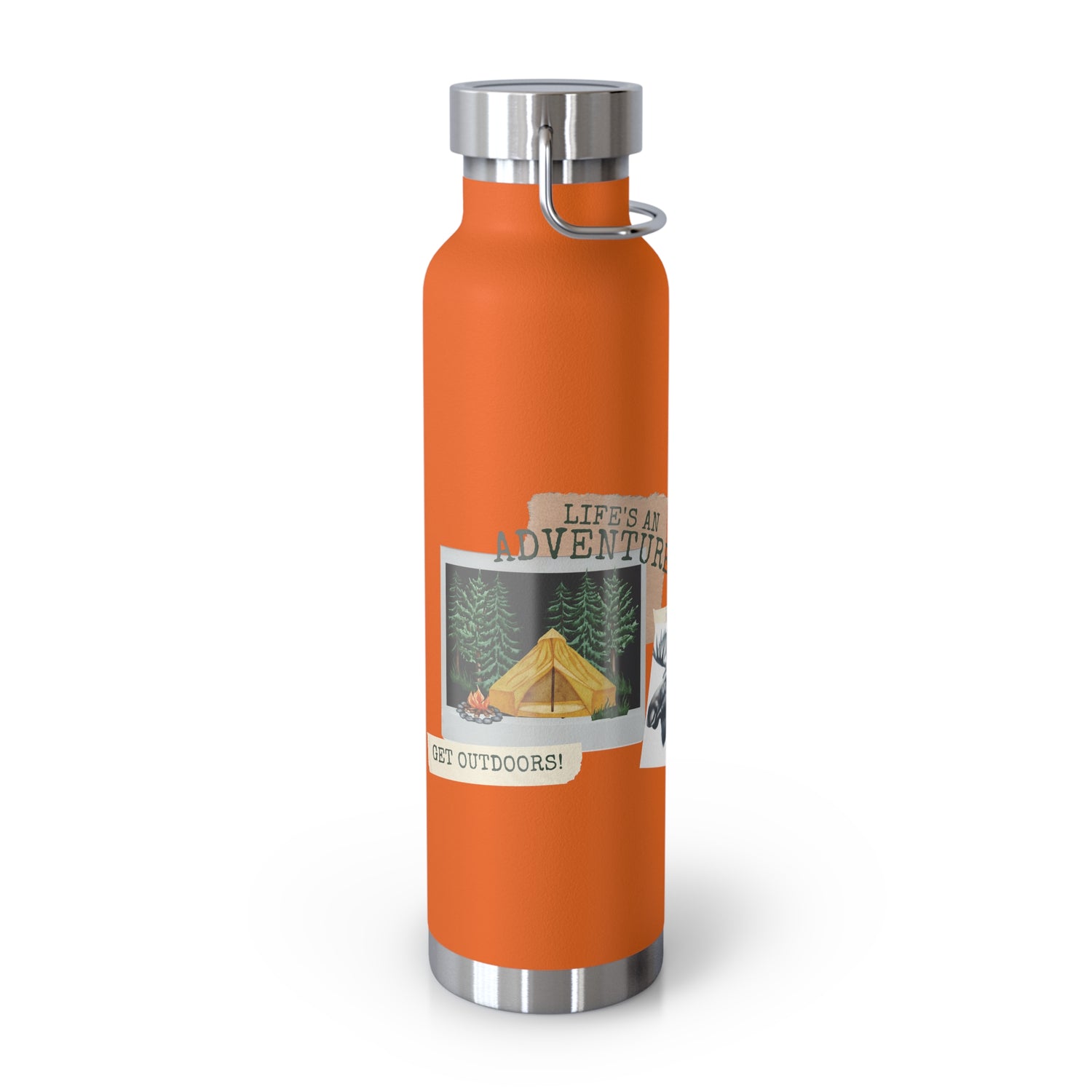 Copper Vacuum Insulated Bottle, 22oz Get Outdoors Life is an Adventure Thermos Tumbler