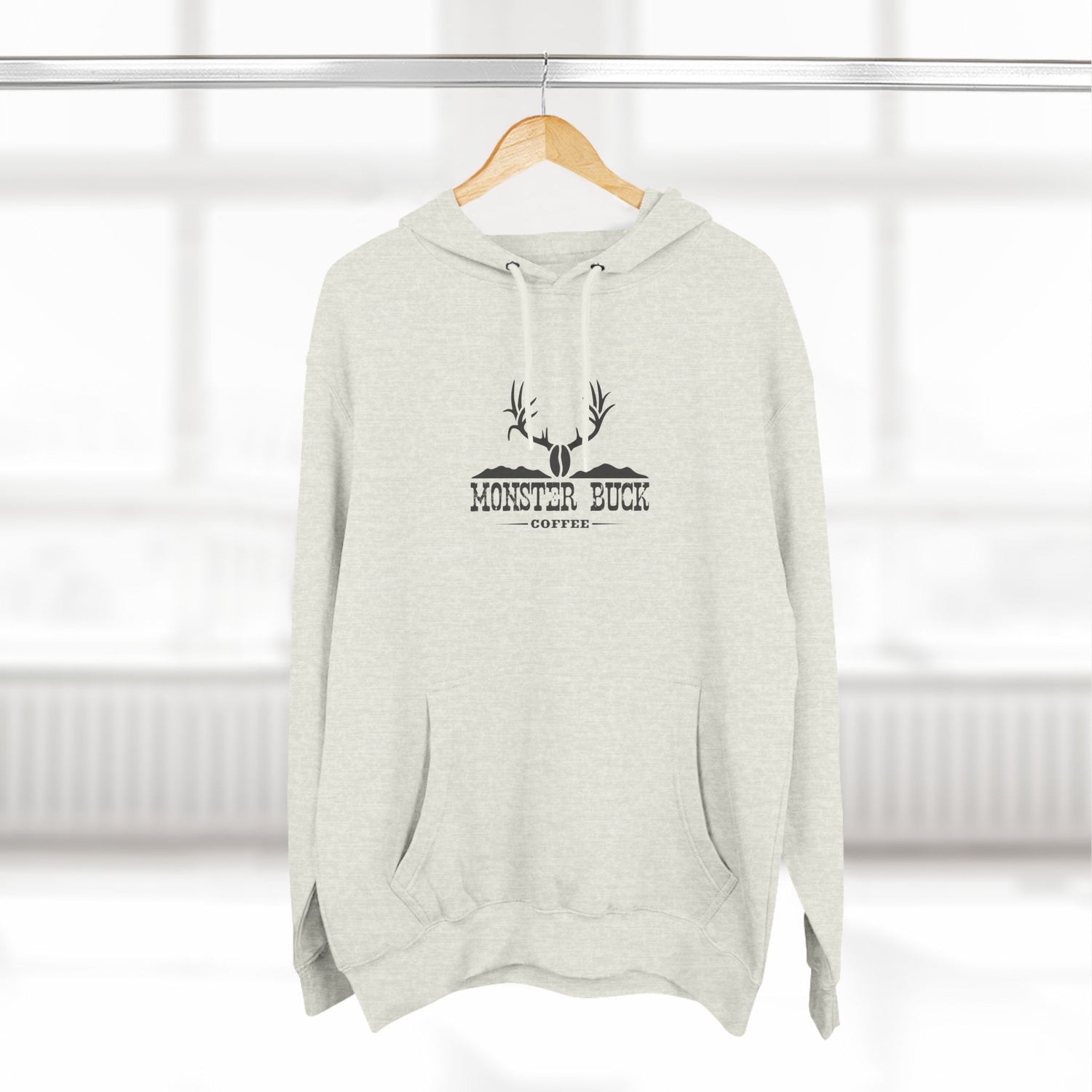 Three-Panel Fleece Hoodie with Monster Buck Coffee Logo