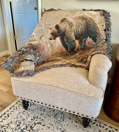 52x37 Grizzly Bear Throw to keep you warm in winter or hang on the wall for artwork