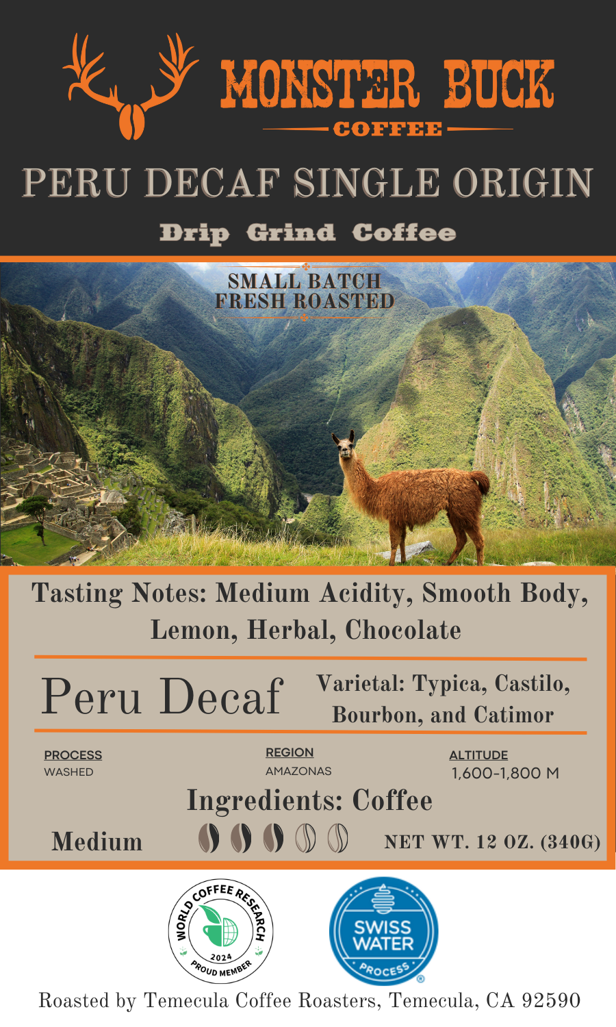 Peru Decaffeinated Single Origin Coffee