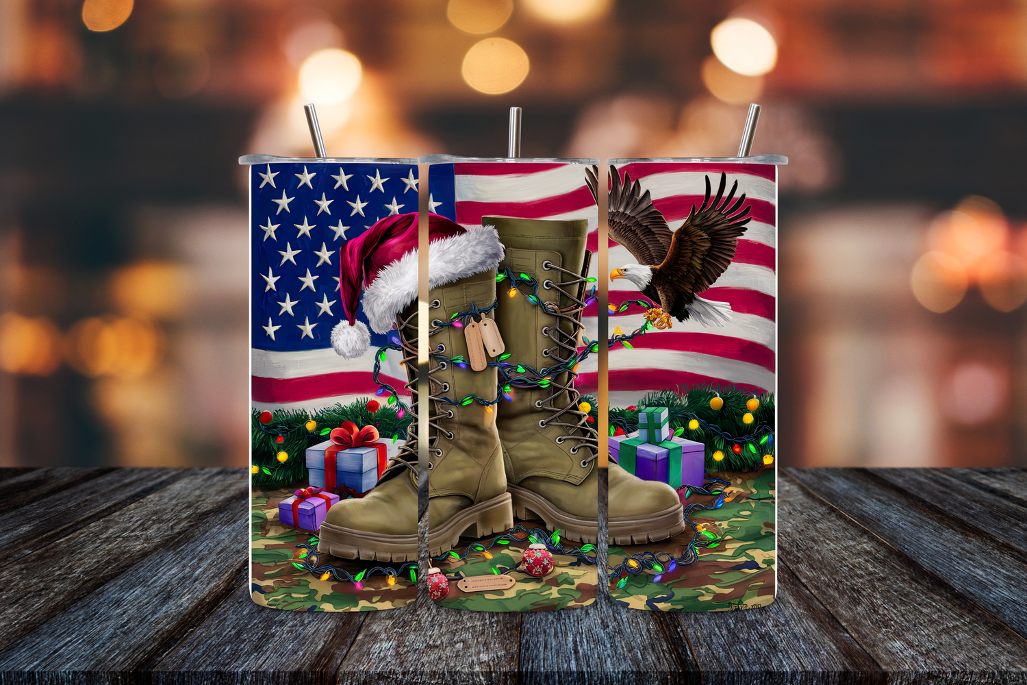 Military Christmas Holiday Tumbler