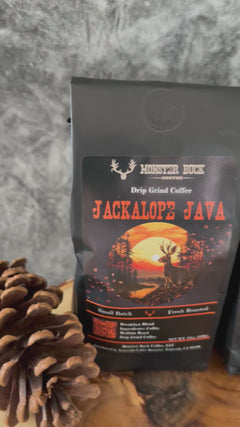 Video of Monster Buck Coffee with the Jackalope Jave roast.